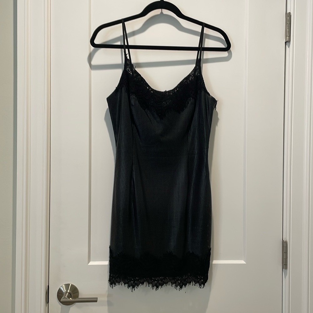 Faux Leather Mini Slip Dress